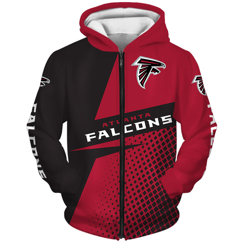 Atlanta Falcons Long Sleeve All Over Print Zip Hoodie For Fan