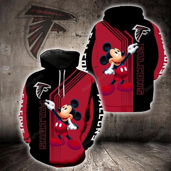 Atlanta Falcons Mickey Mouse Nfl 3D Hoodie With All Over Print Zip Up Or Pullover