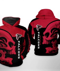 Atlanta Falcons Skull Black And Red 3D All Over Print Hoodie With Zip Up Option