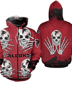 Atlanta Falcons Skull For Halloween All Over Print Graphic Hoodie