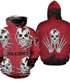 Atlanta Falcons Skull Graphic Hoodie For Halloween In 3D