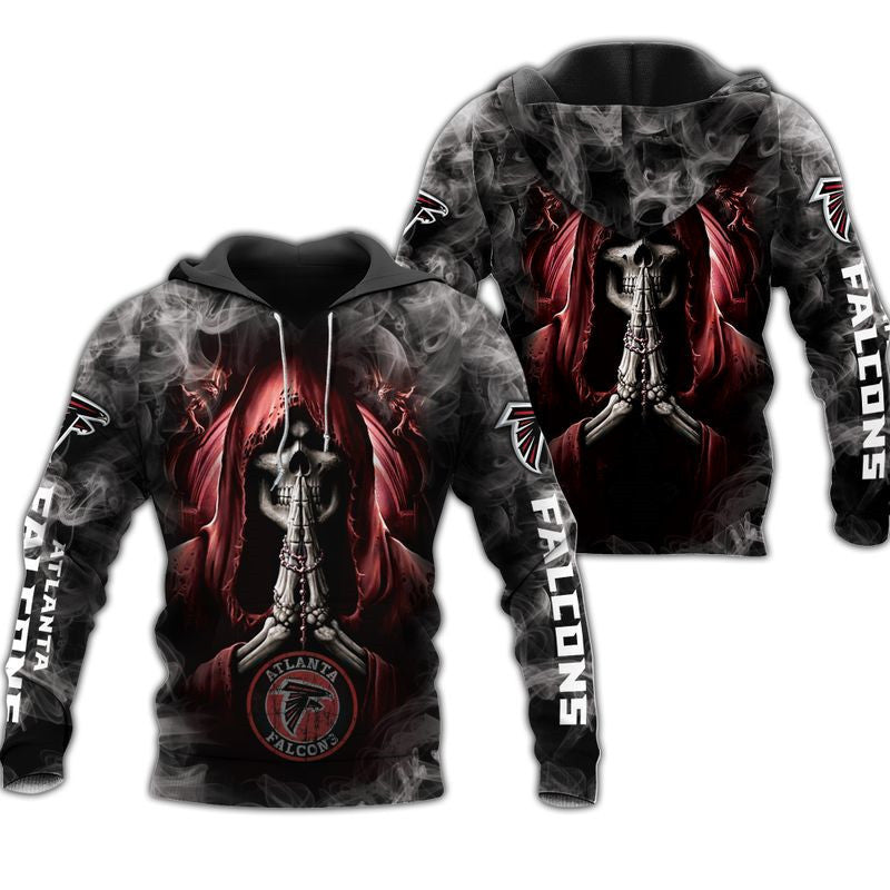 Atlanta Falcons Skull Hoodie All Over Print Smoke Gifts For Fans