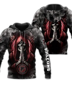 Atlanta Falcons Skull Hoodie All Over Print Smoke Gifts For Fans