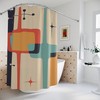 Atomic Teal Blue Mid Century Modern Starburst Shower Curtain with MCM Bath Curtains for a Chic Bathroom Look 