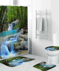 Attractive 3D Waterfall Shower Curtain For Home Bathroom Decor