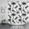 Attractive and Funky Pineapple Shower Curtain with Tropical Plant for Crafty Bathroom Decor