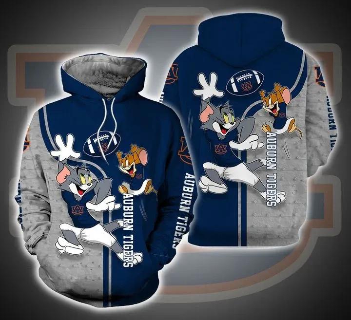 Auburn Tigers Tom And Jerry All Over Print 3D Hoodie - Cool Apparel For Fans