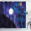 Aurora Borealis Wolf Moon Shower Curtain for Nature Inspired Bathroom Decor 