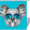 Australia Koala with Mirror Sunglasses Hawaii Palm Tree Shower Curtain - A Unique Addition to Your Bathroom 