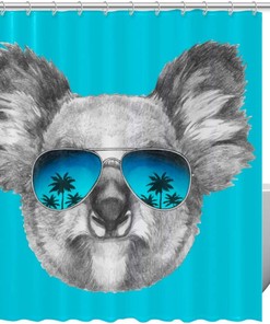 Australia Koala with Mirror Sunglasses Hawaii Palm Tree Shower Curtain - A Unique Addition to Your Bathroom 
