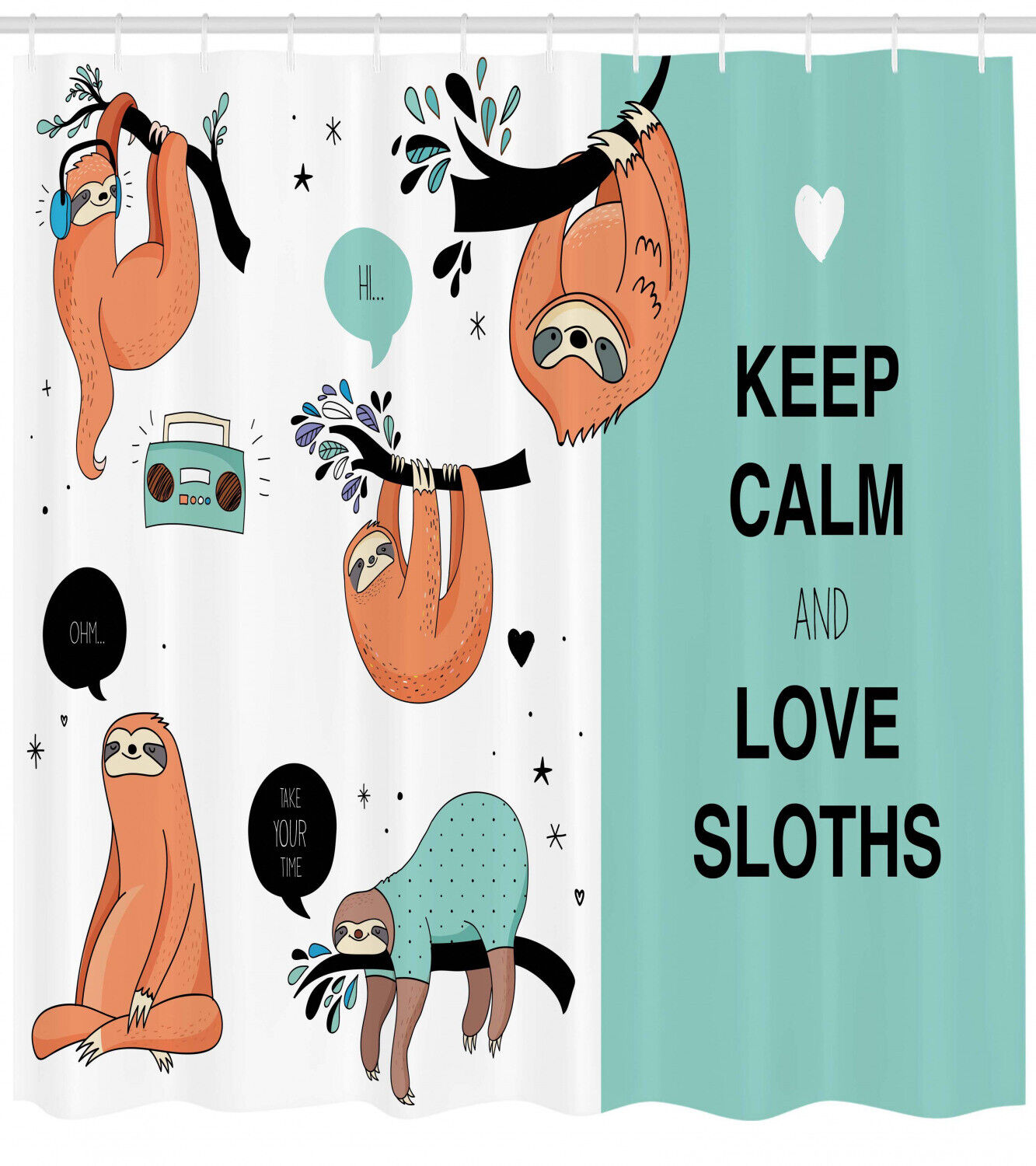 Australian Sloth Tribe Print Animal Shower Curtain For Vintage Bathroom - Image 2