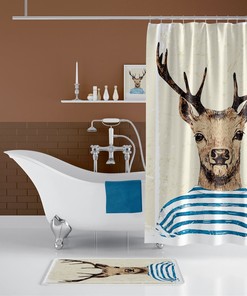 Authentic Deer Shower Curtain with Digital Print and Mould Resistant Fabric
