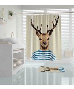 Authentic Deer Shower Curtain with Digital Print and Mould Resistant Fabric