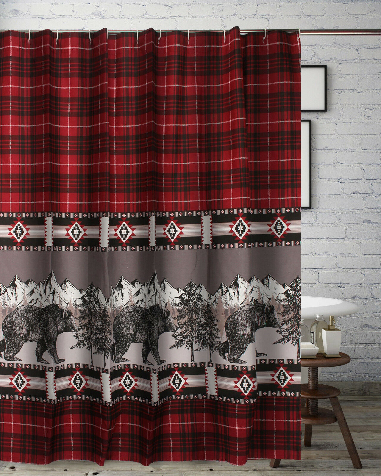 Authentically Rustic Timberline Shower Curtain for Your Mountain Cabin Bathroom