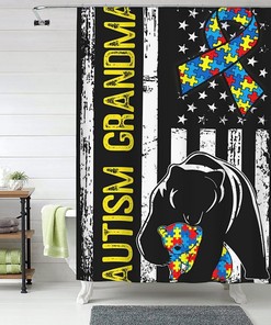 Autism Awareness Bear Shower Curtain for a Supportive Cause