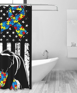 Autism Awareness Bear Shower Curtain for a Supportive Cause