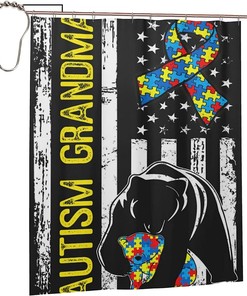 Autism Awareness Bear Shower Curtain for a Supportive Cause