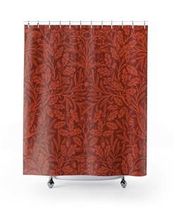 Autumn Acorn Design William Morris Red Shower Curtain for a Touch of Nature