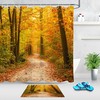 Autumn Forest Jungle Scenery Shower Curtain - Trees Road Scenic Design