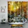 Autumn Forest River Waterfall Landscape Shower Curtain for Nature Lovers