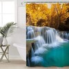 Autumn Forest Waterfall Colorful Shower Curtain for a Fall-inspired Bathroom
