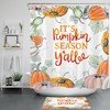 Autumn Harvest Watercolor Pumpkin Shower Curtain, Farmhouse Bathroom Decor