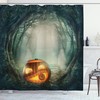 Autumn Hay Pumpkins Halloween Shower Curtain - Harvest Festival Bathroom Decor