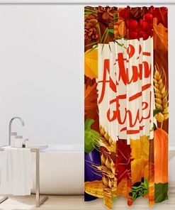 Autumn Maple Leaves Pumpkin Decorative Shower Curtain for Bathroom