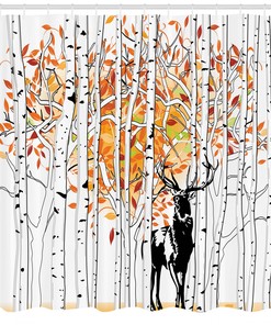 Autumn Orange Leaves Wildlife Shower Curtain - Serene Bathroom Decor