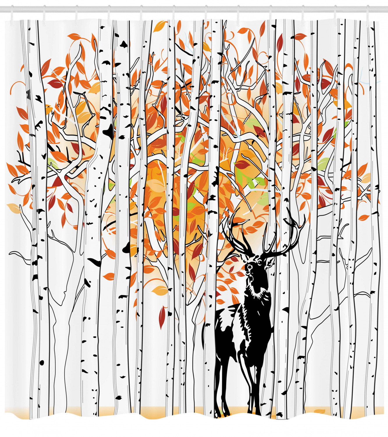 Autumn Orange Leaves Wildlife Shower Curtain - Serene Bathroom Decor