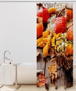 Autumn Pumpkin Fall Leaves Shower Curtains Colorful Design