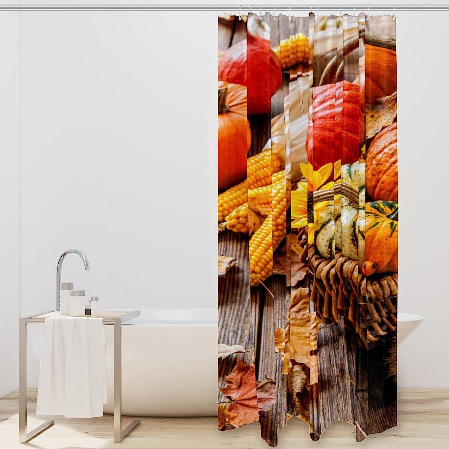 Autumn Pumpkin Fall Leaves Shower Curtains Colorful Design