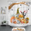 Autumn Pumpkin Gnome Shower Curtain Set With Funny Cat Devil Bathroom Accessory For Cheerful Bathroom Decor