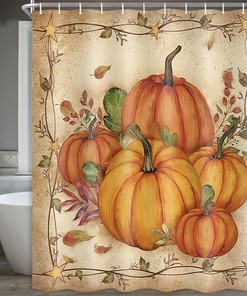 Autumn Pumpkin Harvest Farmhouse Thanksgiving Halloween Shower Curtain