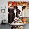 Autumn Pumpkins Maple Leaf Shower Curtain Farm Animal Cow 