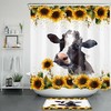 Autumn Sunflower Funny Cow Shower Curtain, Farmhouse Bathroom Decor 
