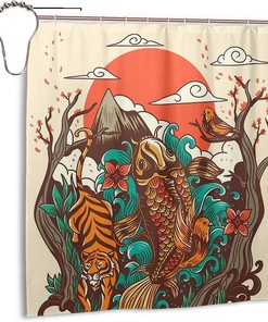 Autumn Sunset Printed Waterproof Halloween Shower Curtain