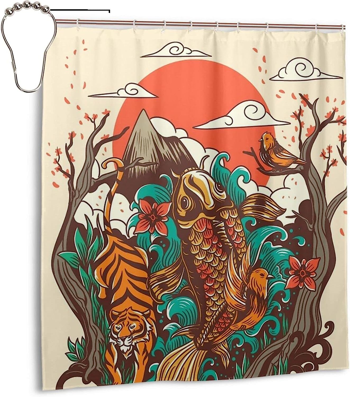 Autumn Sunset Printed Waterproof Halloween Shower Curtain