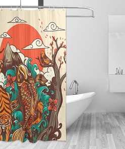 Autumn Sunset Printed Waterproof Halloween Shower Curtain
