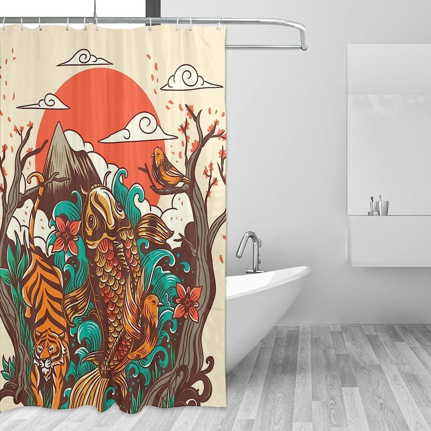Autumn Sunset Printed Waterproof Halloween Shower Curtain