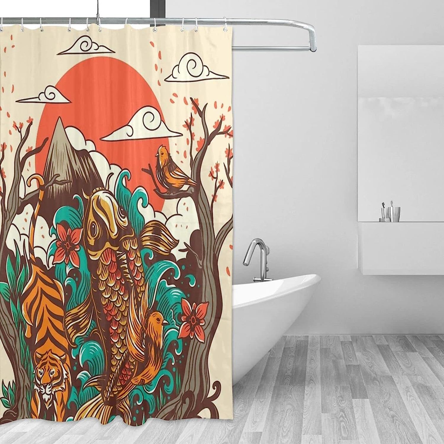 Autumn Sunset Printed Waterproof Halloween Shower Curtain for Bathroom