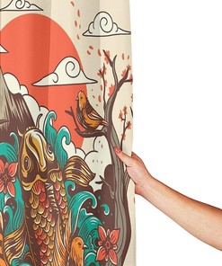 Autumn Sunset Printed Waterproof Halloween Shower Curtain for Bathroom