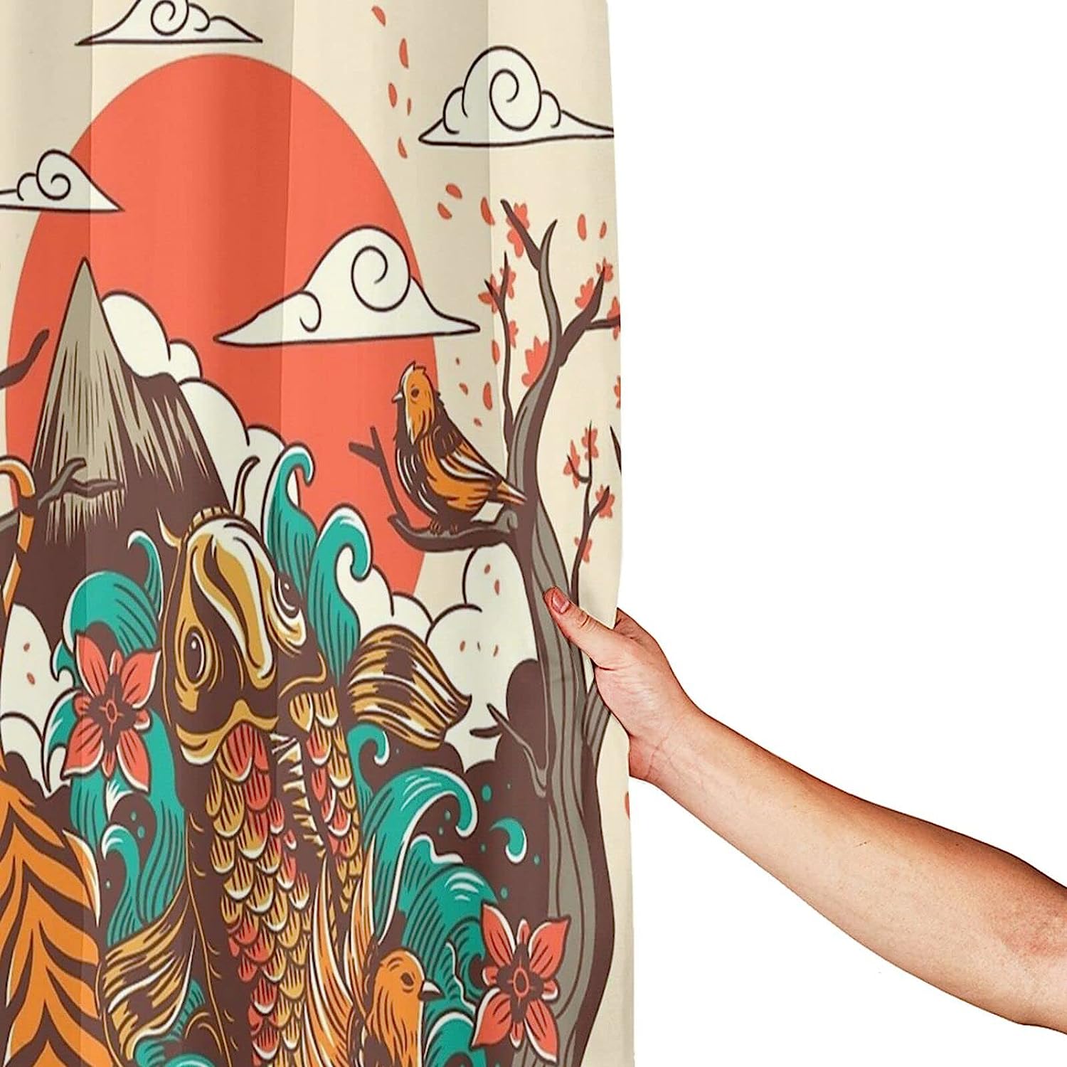 Autumn Sunset Printed Waterproof Halloween Shower Curtain for Bathroom