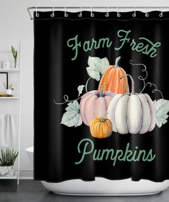Autumn Thanksgiving Shower Curtain Farm Fresh Pumpkin