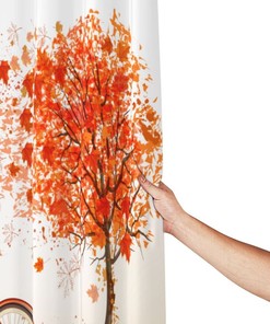 Autumn Trees And Old Bicycles Customizable Shower Curtain, Nature Theme Bathroom Decor