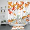 Autumn Watercolor Pumpkin Shower Curtain - Maple Leaves Bathroom Accessory