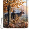 Autumn Wildlife Animal Deers Hunting Season Shower Curtain For Nature Lovers