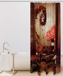 Autumnal Fairytale Scenery Mushroom Shower Curtain - The Perfect Addition to Your Bathroom