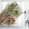 Awakening Peacock Feather Shower Curtain, Macro Tail Feather Like Third Eye Print, Cloth Fabric Bathroom Decor