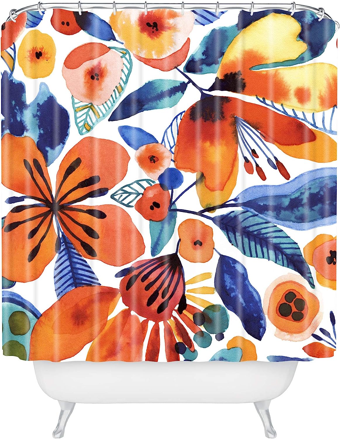 Azafran Shower Curtain In Orange By Cayenablanca - Add A Pop Of Color To Your Bathroom